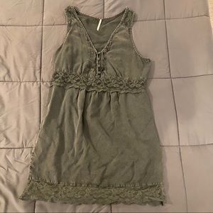 Free People Very soft denim dress with lace detail